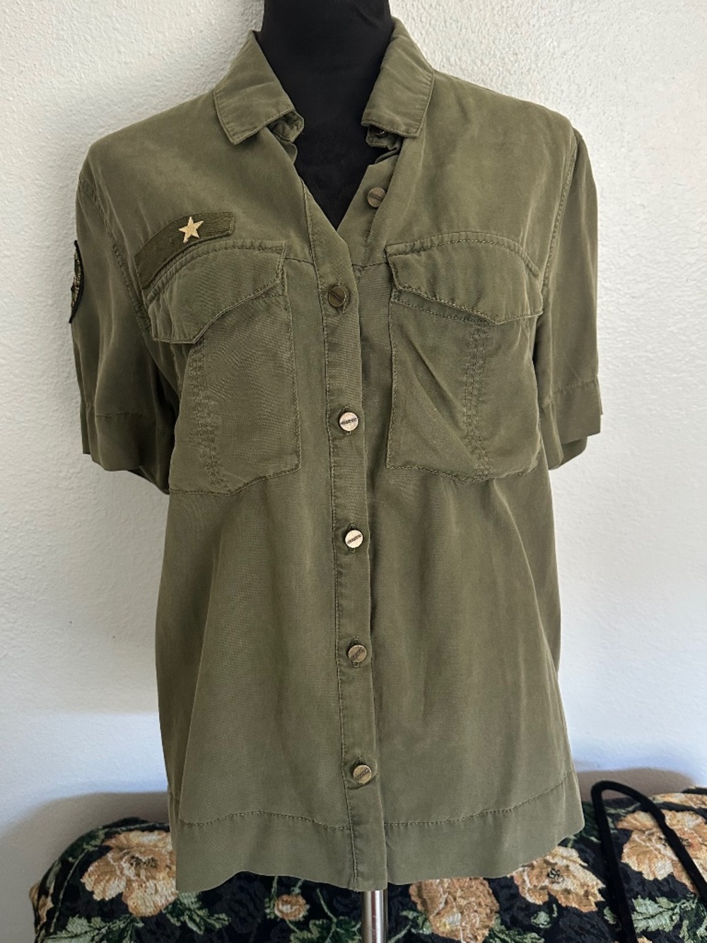 Sanctuary short sleeve military blouse
